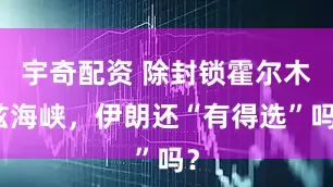 宇奇配资 除封锁霍尔木兹海峡，伊朗还“有得选”吗？